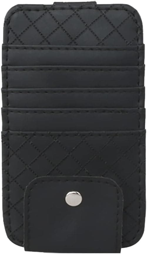 Solskærm kortholder PU læder brilleholder multifunktionel brilleclips (sort) Black
