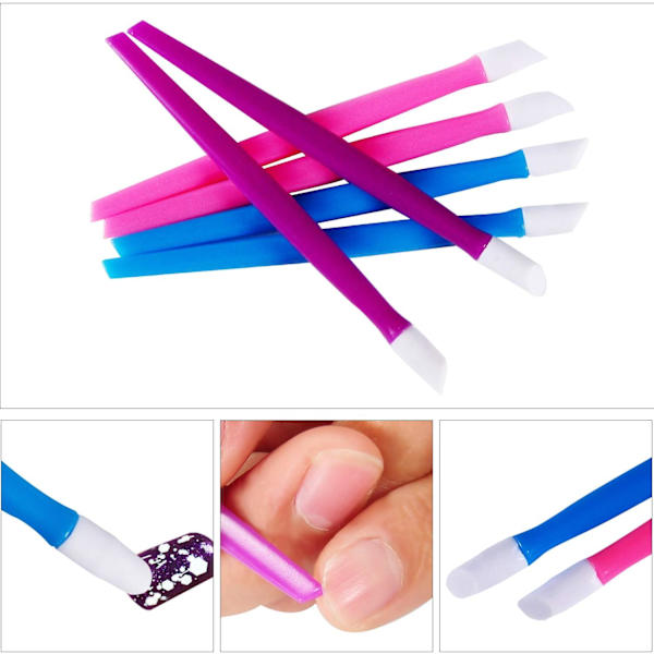 30 st plast nagelbandsskrapa nagelkonstverktyg gummitippad nagelrengöringspinne