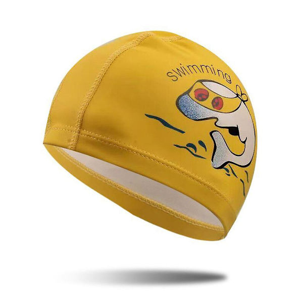 Badmössa stryper inte huvudet på pojkar och flickor, tecknad mönster solskydd（gul） Yellow
