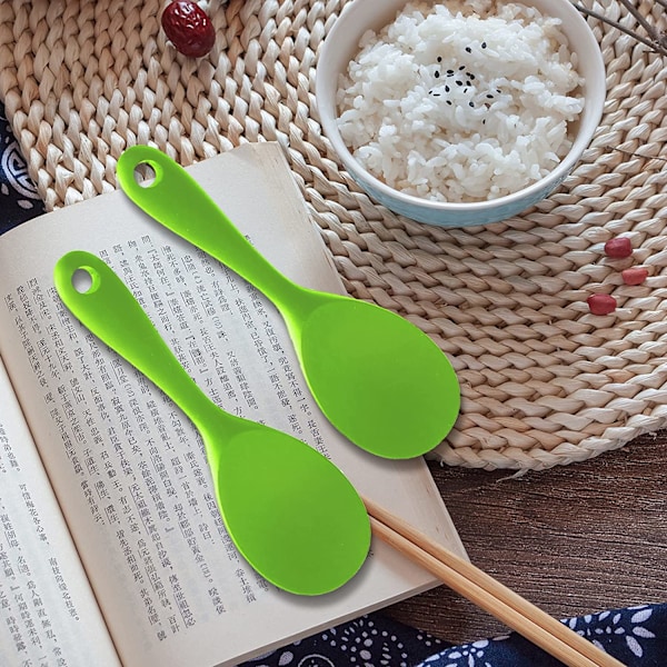 Set med 2 värmebeständiga köksredskap i non-stick-material, rissked, för ris, potatismos (grön)