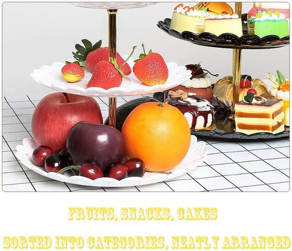Tre-lags kagesnack displaybakke Madstander (sort + hvid) 2 stk.