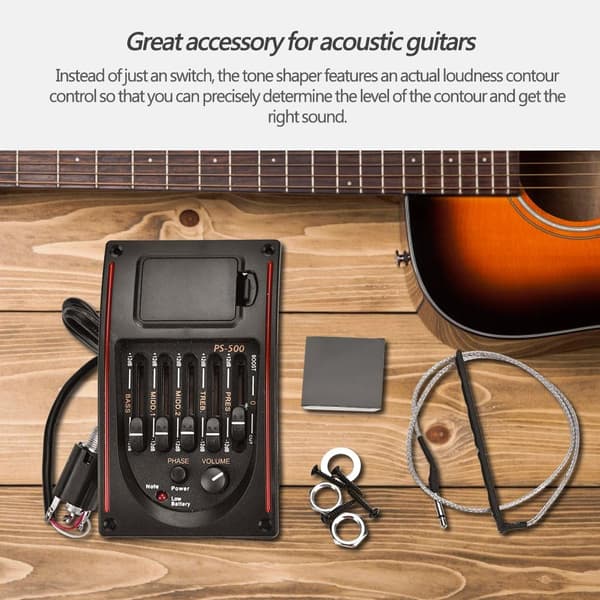 Guitar Pickup EQ PS-500 5-bånds Equalizer Digital Tuner Pickup