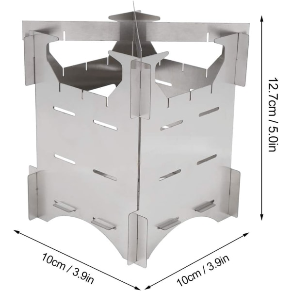 Bärbar vedspis i rostfritt stål, hopfällbar minikök för utomhuscamping och vandring