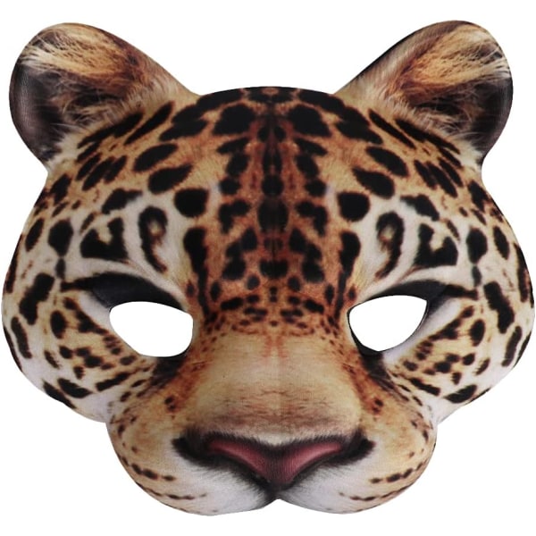 1st Halloween Cheetah Halvt ansikte EVA djurmask karnevalsfest maskeraddekoration