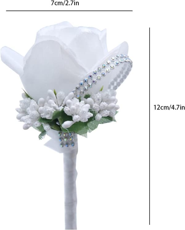 Bryllupsdekorasjon for menn Håndledd Bryst Hvit Roseblomst (Hvit) 2 Stykker