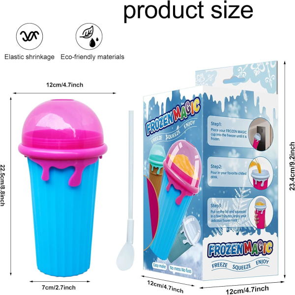 Slushy Maker, Rolig Slush Machine, Quick Frozen Smoothie Cup, Slushy Cup (Brun + Blå)