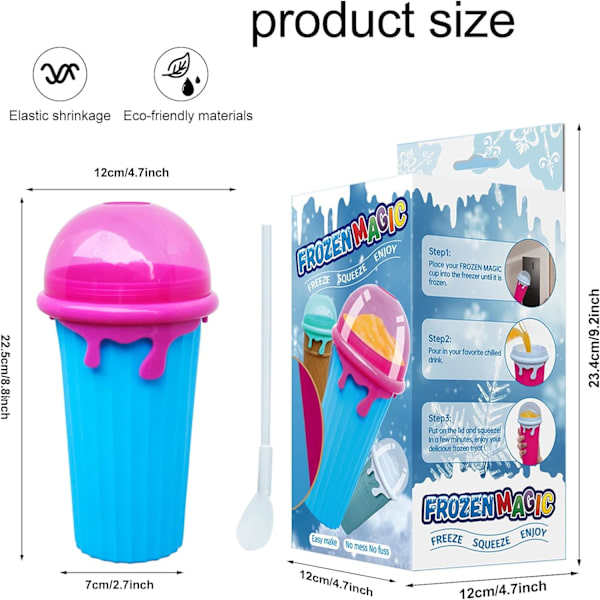 Slushy Maker, Rolig Slushmaskin, Snabbfryst Smoothiekopp, Slushykopp (Brun + Blå)