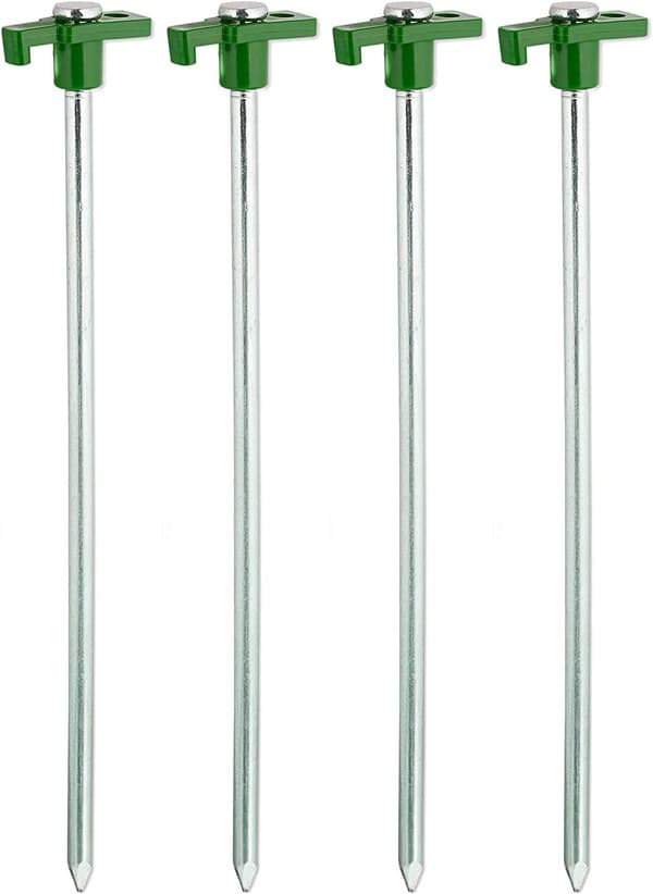 Store, tunge teltplugger, galvanisert stål rustfri – perfekt for campingtelt (4 steinplugger)