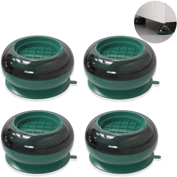 4-delad tvättmaskinsfotdyna, vibrationsabsorberande antisladdmatta för torktumlare (grön)
