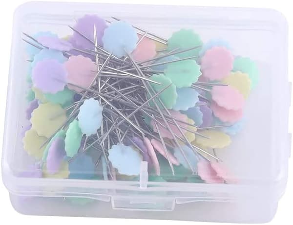 100 stk. blomsterhode plastnåler for sying og håndarbeid, flat knappform (#4)
