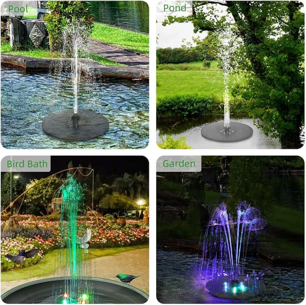 Solar LED-lys 3W vandpumpe flydende springvand 7 dyser vandcirkulation