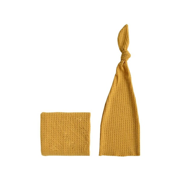 Nyfödd Fotografi Mössa & Wraps Tvådelad Set (gul) 2 Stycken Yellow