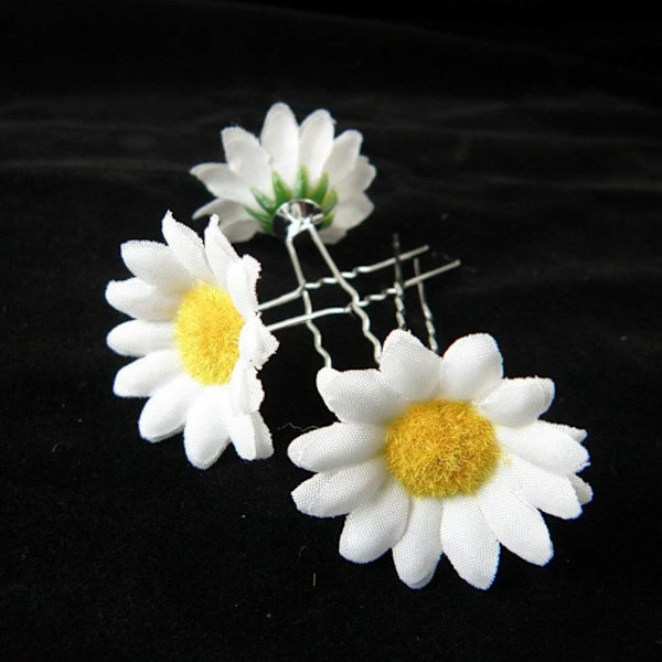 Daisy U-formade hårnålar, 12 st Daisy Flower hårklämmor U-formade hårpinnar Strand