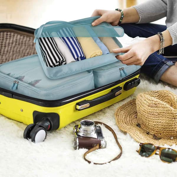 8-delt rejsekube foldbar mulepose-organizer Letvægts bagage-organizer (grå) Blue