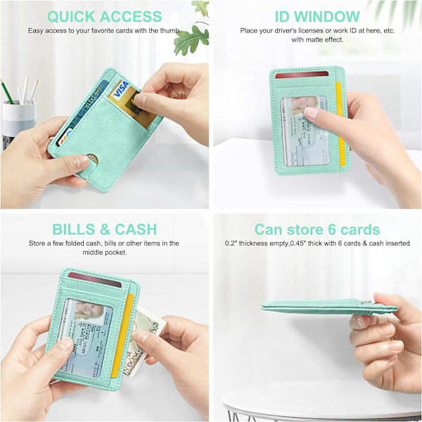 Damplånbok i läder med RFID-skydd (ljusgrön) Light green