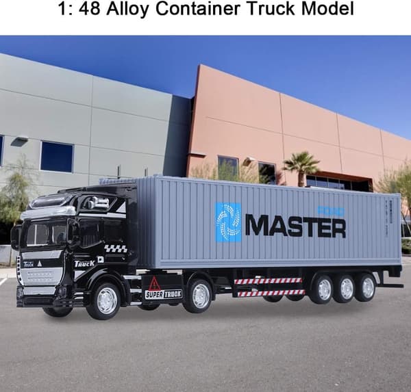1:48 Legering Container Lastbil Model Legetøj Meget Simuleret Køretøjstrailer Model Legetøj (grå) gray