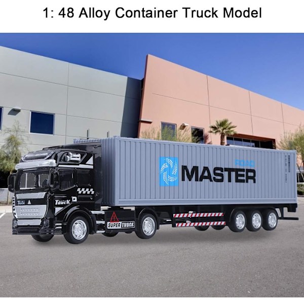 1:48 Legering Container Truck Modell Leksak Hög Simulering Fordon Släpvagn Modell Leksak (grå) gray
