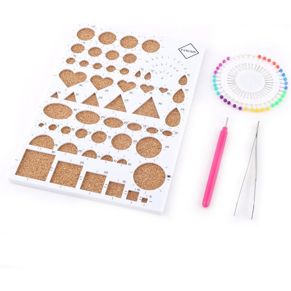 Papper Quilling DIY Craft Kit Mall + Pinsett + Stift + Spårad Penna Quilling Verktygssats, Vit