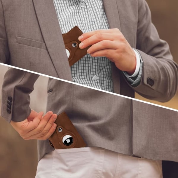 Smart AirTag -plånbok för män med korthållare för myntfack för litet RFID-skydd (brun)