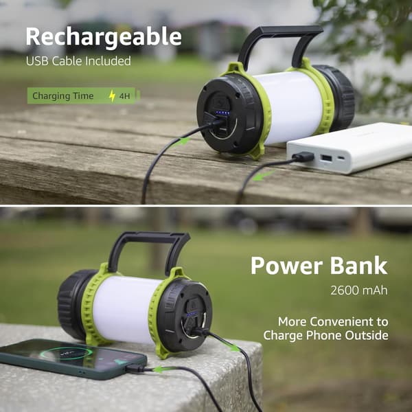 Oppladbare campinglys, lyssterk oppladbar LED-lommelykt, dimbar campinglykt med 5 moduser