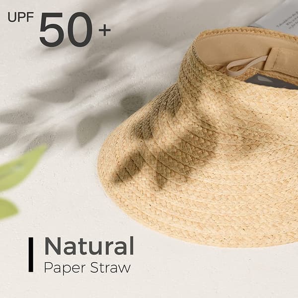 Dame Solhat Bred Skygge Strå Solhat Sammenfoldelig Solhat til Kvinder Hestehale Strandhat til Sommer