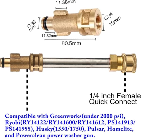Højtryksrenserpistoladapter 1/4'' Quick Connect Fitting Adapter Tilbehør