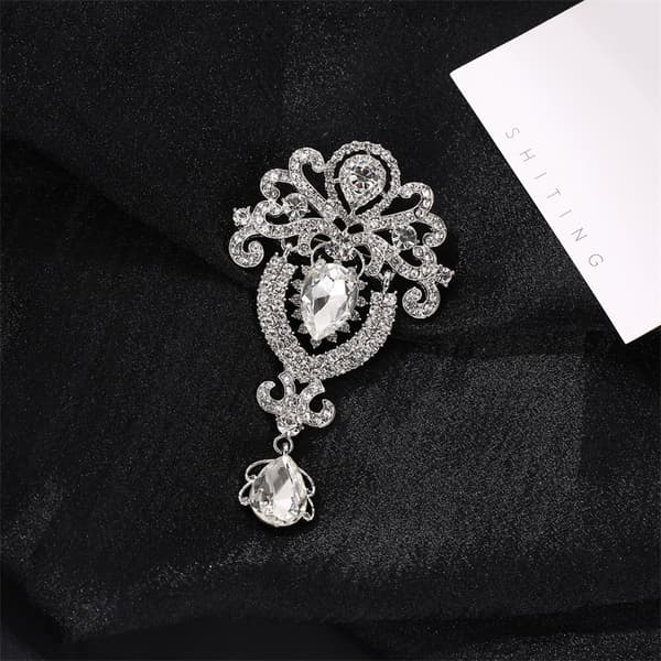 Sølv Rhinestone Krystall Diamant Hvit Stor Blomst Bryllupsbrosje