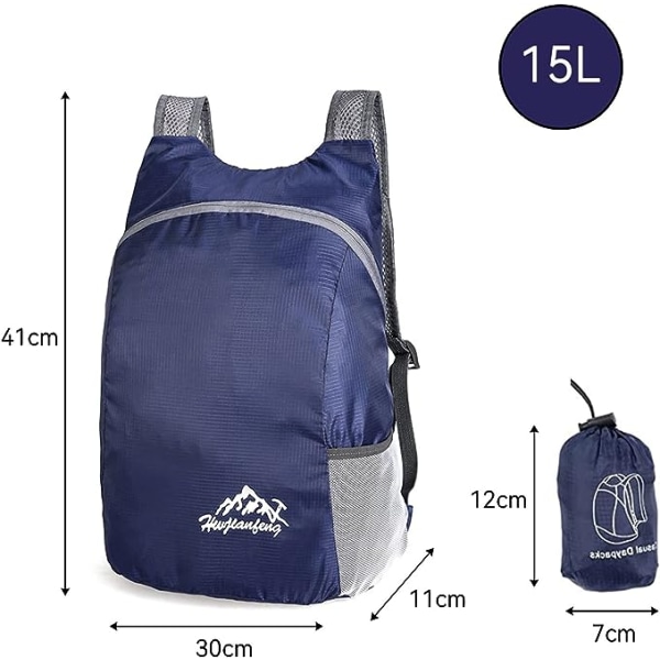Vikbar ryggsäck Vattentät Ultralätt liten vandringsryggsäck för campingresor (mörkblå)
