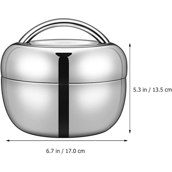 2-delad vakuummatlåda i rostfritt stål för vuxna, lunchlåda för skola, kontor, picknick, resor (1300 ml)