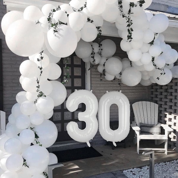 40 tums folieballonger Vita stora mylar heliumballonger Födelsedagsfestdekorationer（nummer 0） color 10