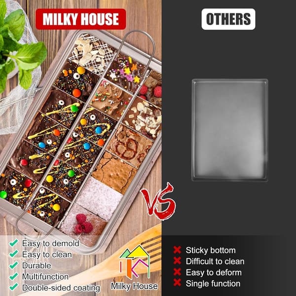 Firkantet brød non-stick bageform kage fudge form med skillevæg 12x8 tommer