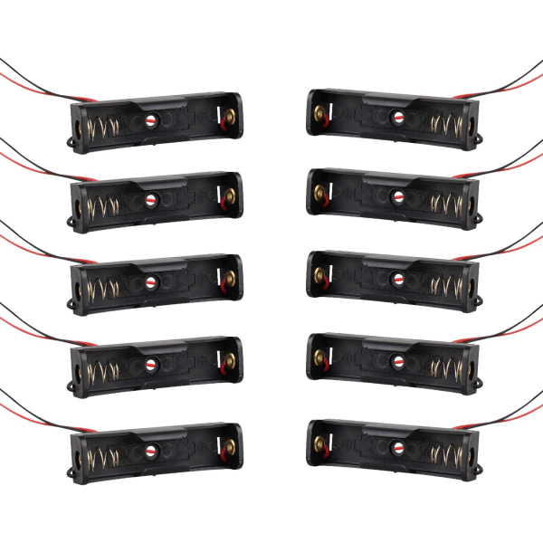 10 st 1,5 V 1 x AA plastbatterihållare batteriförvaringslåda med kabelledningar