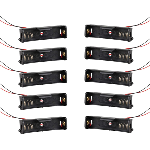 10 st 1,5V 1 x AA plastcell batterihållare case Batteriförvaringslåda med ledningar