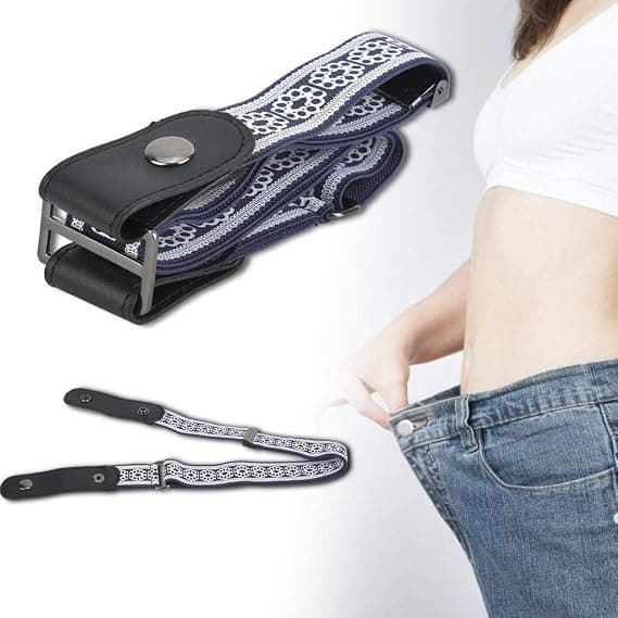 Midjebelte uten spenne, elastisk belte for kvinner/menn, spennefritt elastisk for jeans, bukser, kjoler (stil 1) blue