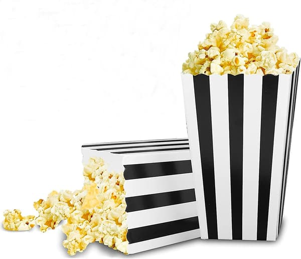 12 st godispåsar festpåsar set popcornlådor små presentpåsar black