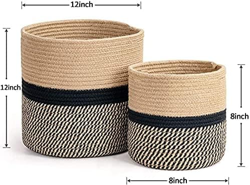 2-pack jute rep planterkorg, 30 cm + 20 cm, modern vävd förvaringskorg