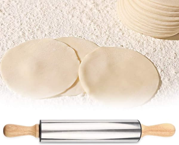 1 rullepind i rustfrit stål med non-stick til brød, kiks og dej