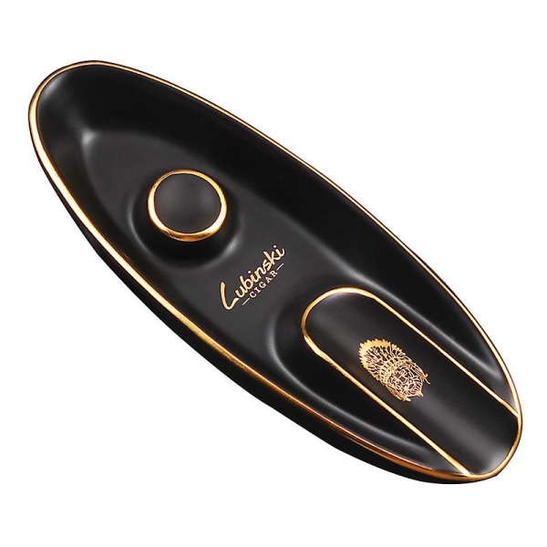 Utomhus inomhus handgjord guld färg stroke keramisk cigarr askfat (vit) Black