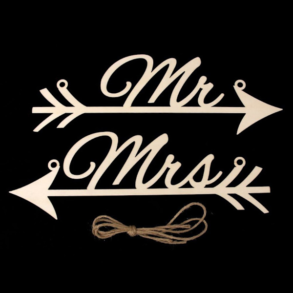 Mr och Mrs pilskylt bröllopsdekoration