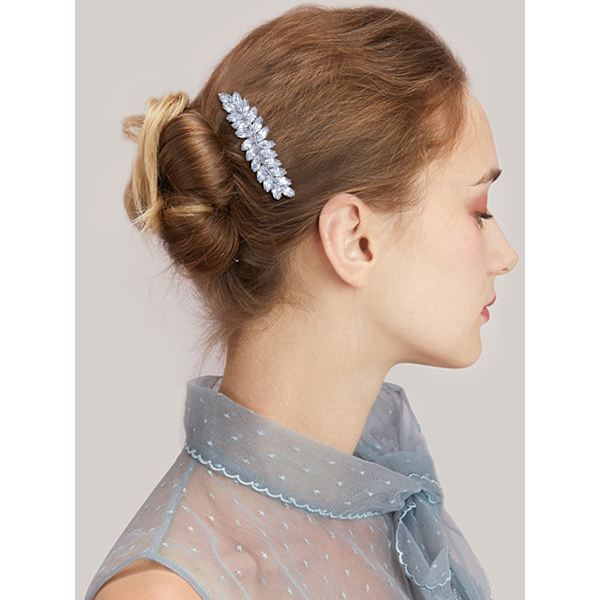 2 st blad blomma strass hårspännen glittrande hårklämmor bröllopshår accessoarer