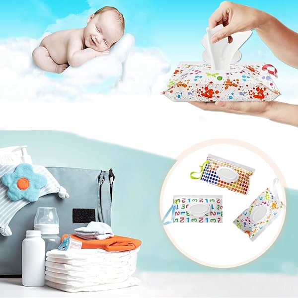Resväska för våtservetter för baby (4 mönster) 4 stycken