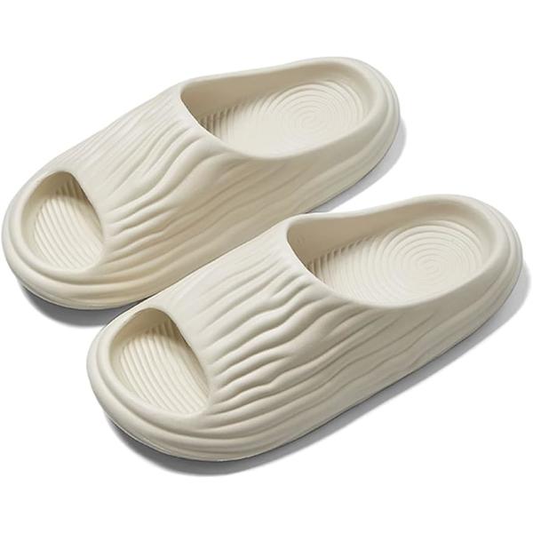 Badtofflor för män och kvinnor, sommarsandaler, halkfria tofflor, molntofflor för inomhus/utomhus (beige 42/43) beige
