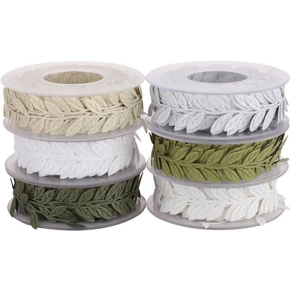 15m spetskant hantverk blad rotting girlang band DIY blad dekorativt band (vit) White