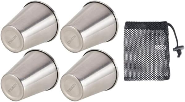 4-pak snapseglas i rustfrit stål 100 ml genanvendeligt snapseglas metalsnapseglas med pose bærbart