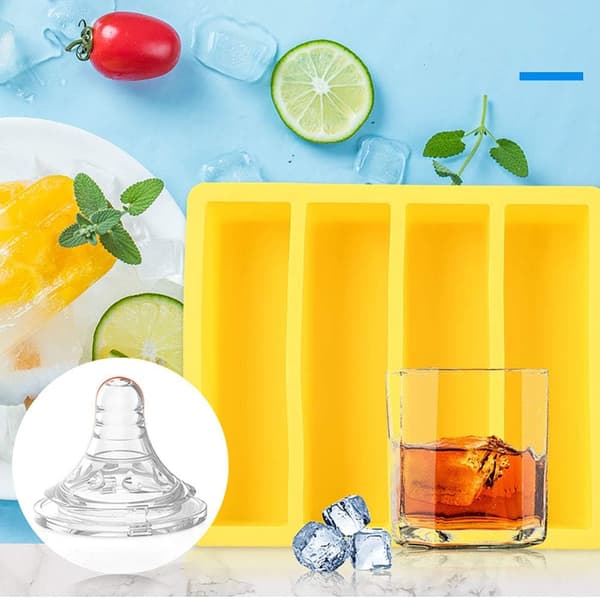 Isbitformer i silikon, rektangulær isbitform for babymat, cocktail, tåler oppvaskmaskin