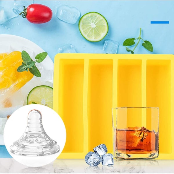 Silikon isbitbrickor, rektangulär isbitbricka isbitbricka för barnmat, cocktail, diskmaskinssäker