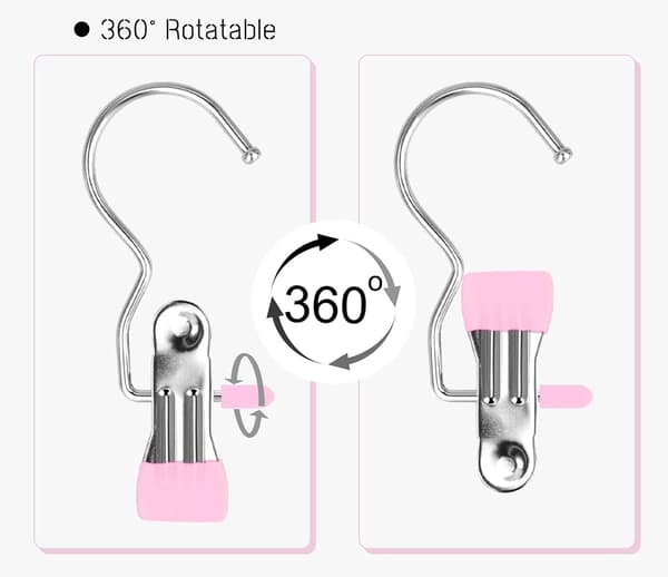 Klesklyper i rustfritt stål, 7 stk. sklisikre støvelklyper bærbare (rosa) Pink