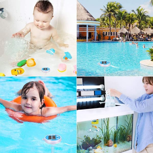 Flydende pooltermometer, flydende vandtermometer, med snor til pool, spa, boblebad, dam