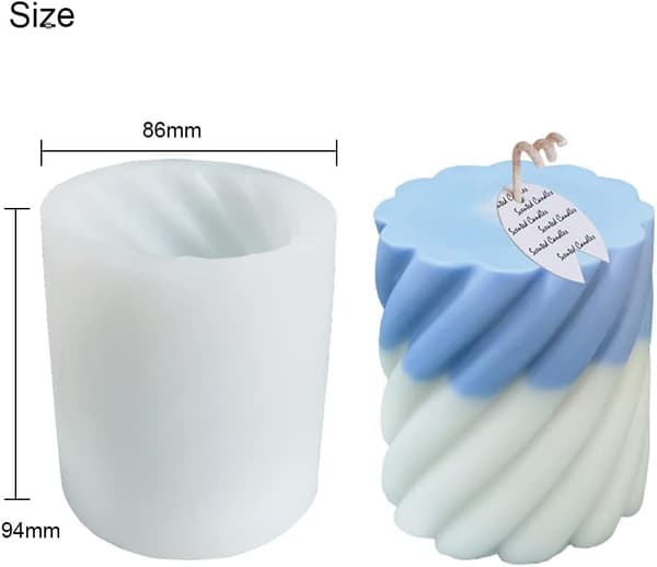 1 stk silikoneform til stearinlys, håndlavede stearinlysmuslinger, 3D non-stick silikone (cylindrisk L)