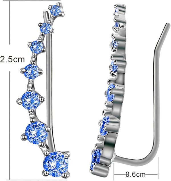 Sterling Sølv Fuld Diamant Øreringe Hypoallergene Øreringe (Blå Diamant) Blue